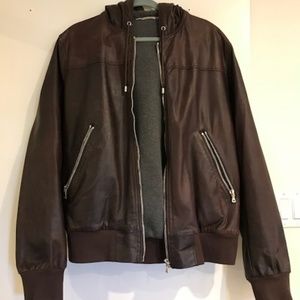 D&G hooded bomber Leather Jacket